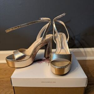 Jessica Simpson Metallic Gold Strappy Heels